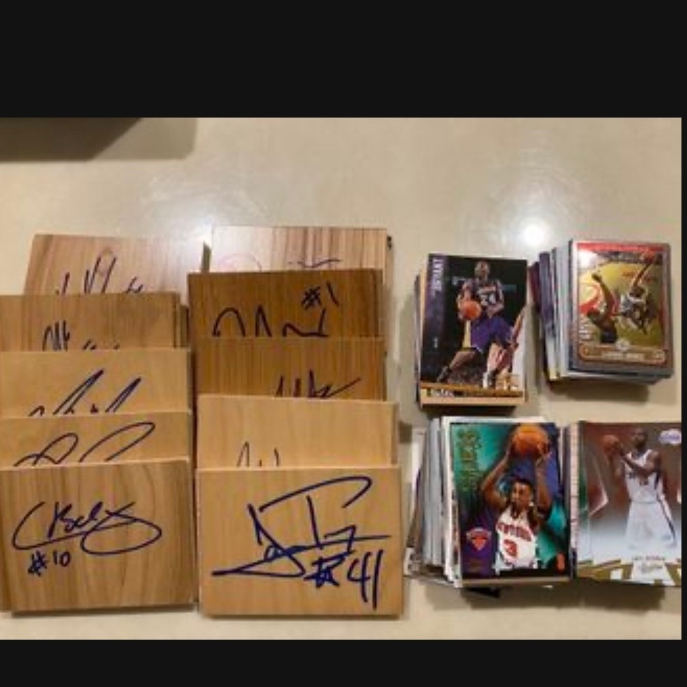 Autographed NBA mystery set signed floorboard basketball cards pacers bucks cavs